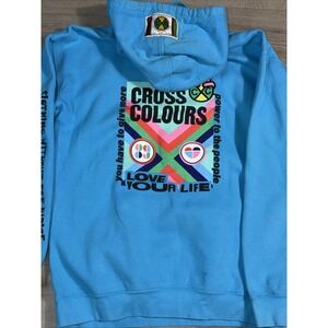 Cross Colours Graphic Crewneck Sweatshirt Mens M Blue Streetwear